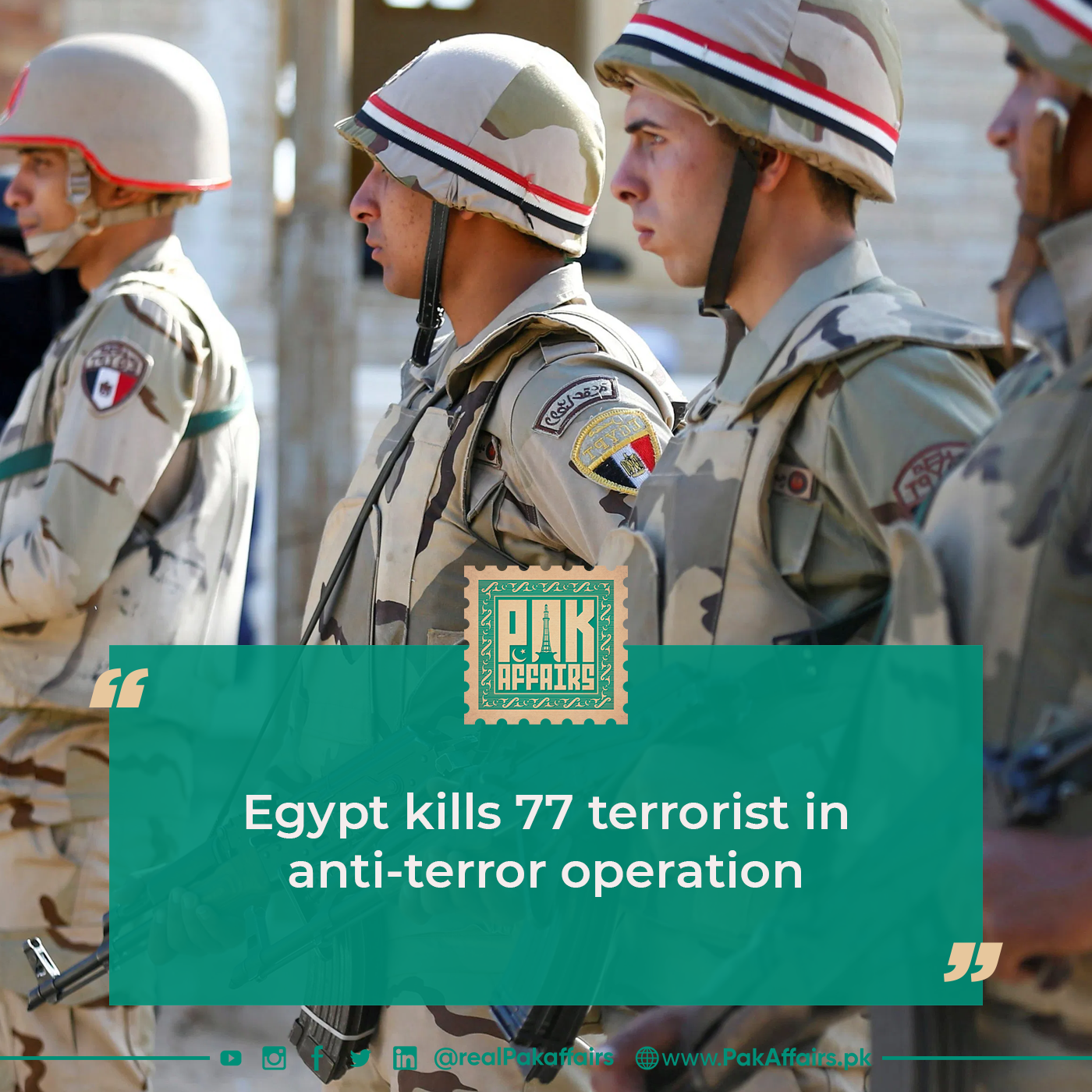 Egypt kills 77 terrorist in anti-terror operation