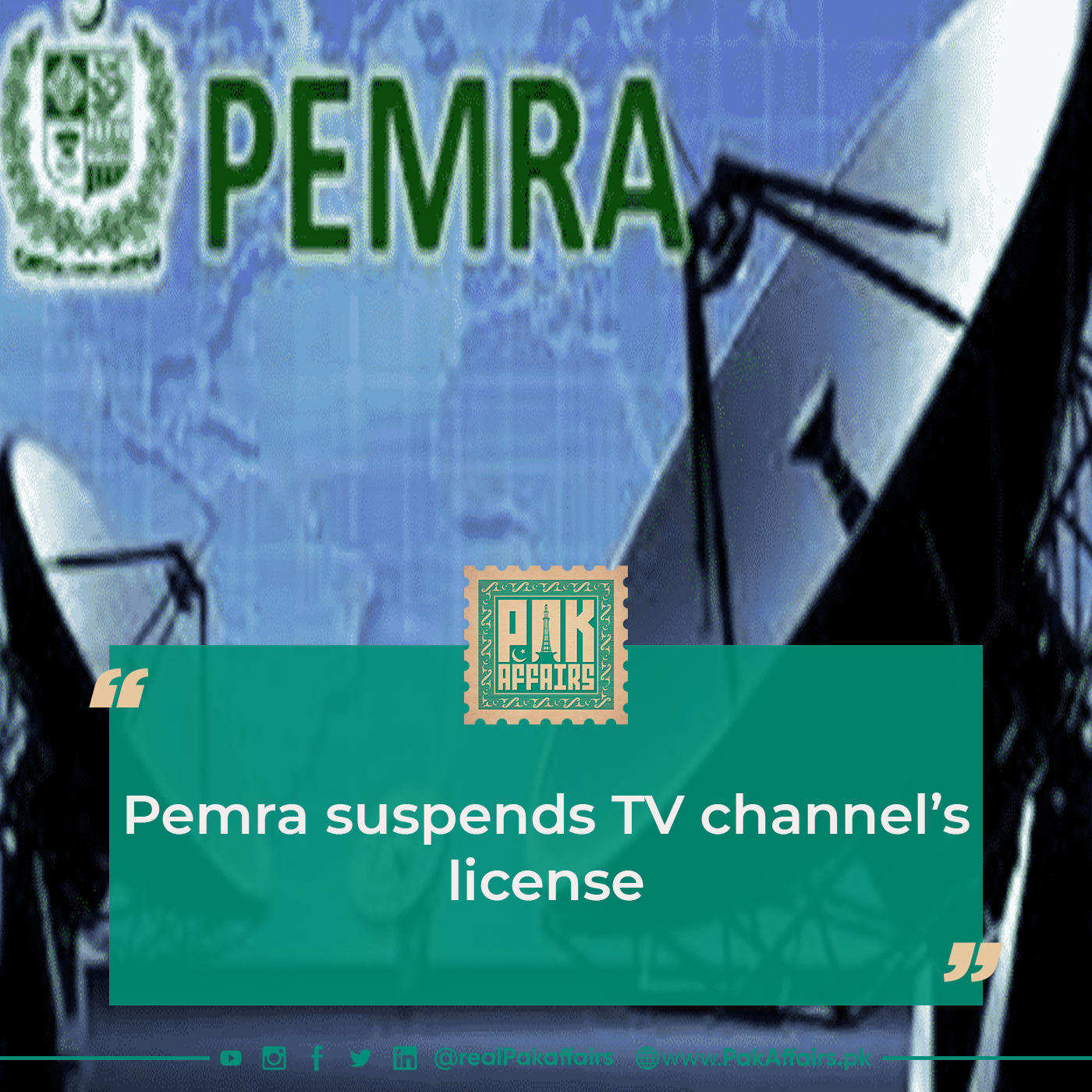 Pemra suspends TV channel’s license