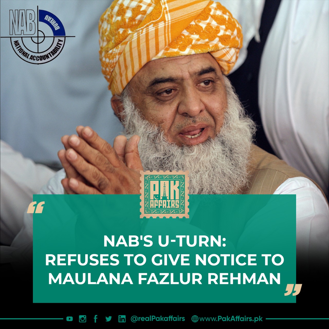 NAB's U-turn: Refuses to give notice to Maulana Fazlur Rehman