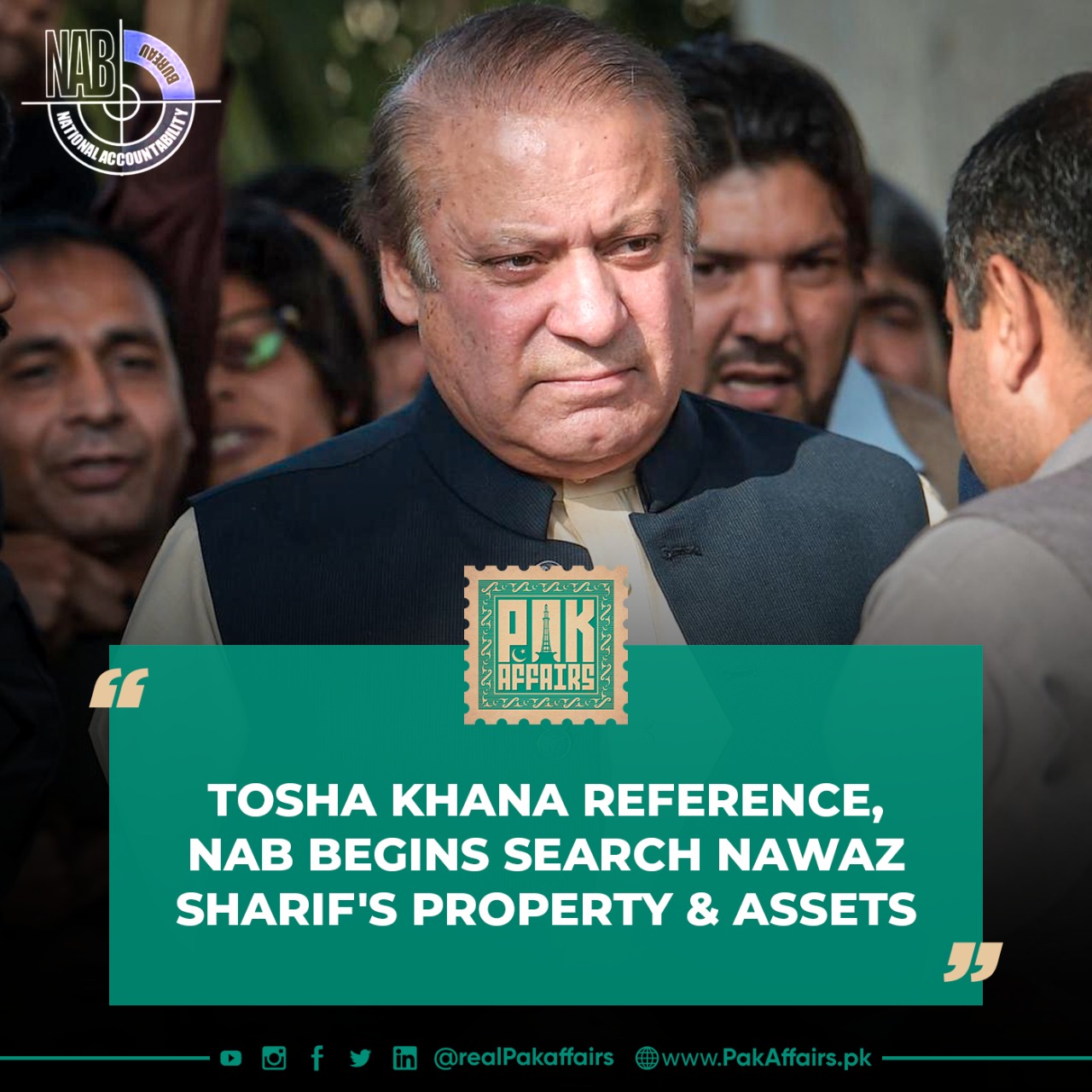 Tosha Khana reference, NAB begins search Nawaz Sharif's property and assets.