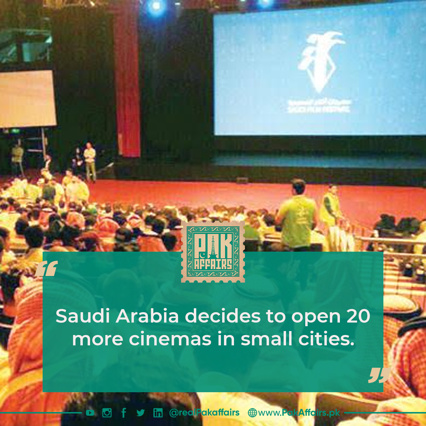Saudi Arabia decides to open 20 more cinemas in small cities