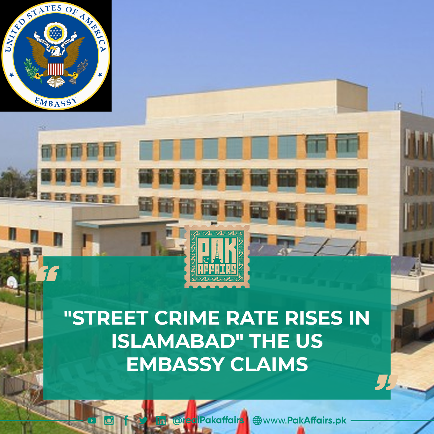Street crime rate rises in Islamabad and The US embassy claims