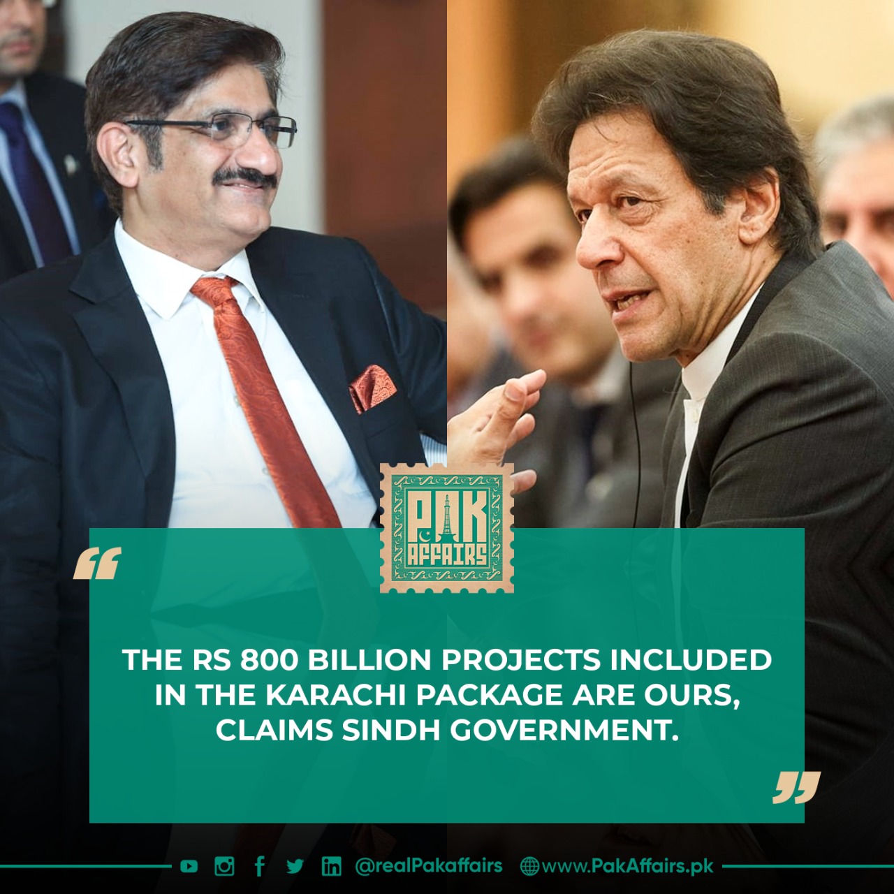 The 800 billion projects included in the Karachi package are ours, claims Sindh government.