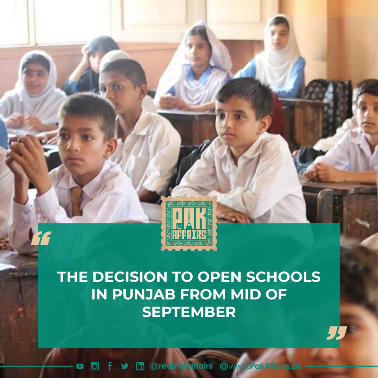 The decision to open schools in Punjab from September 15.