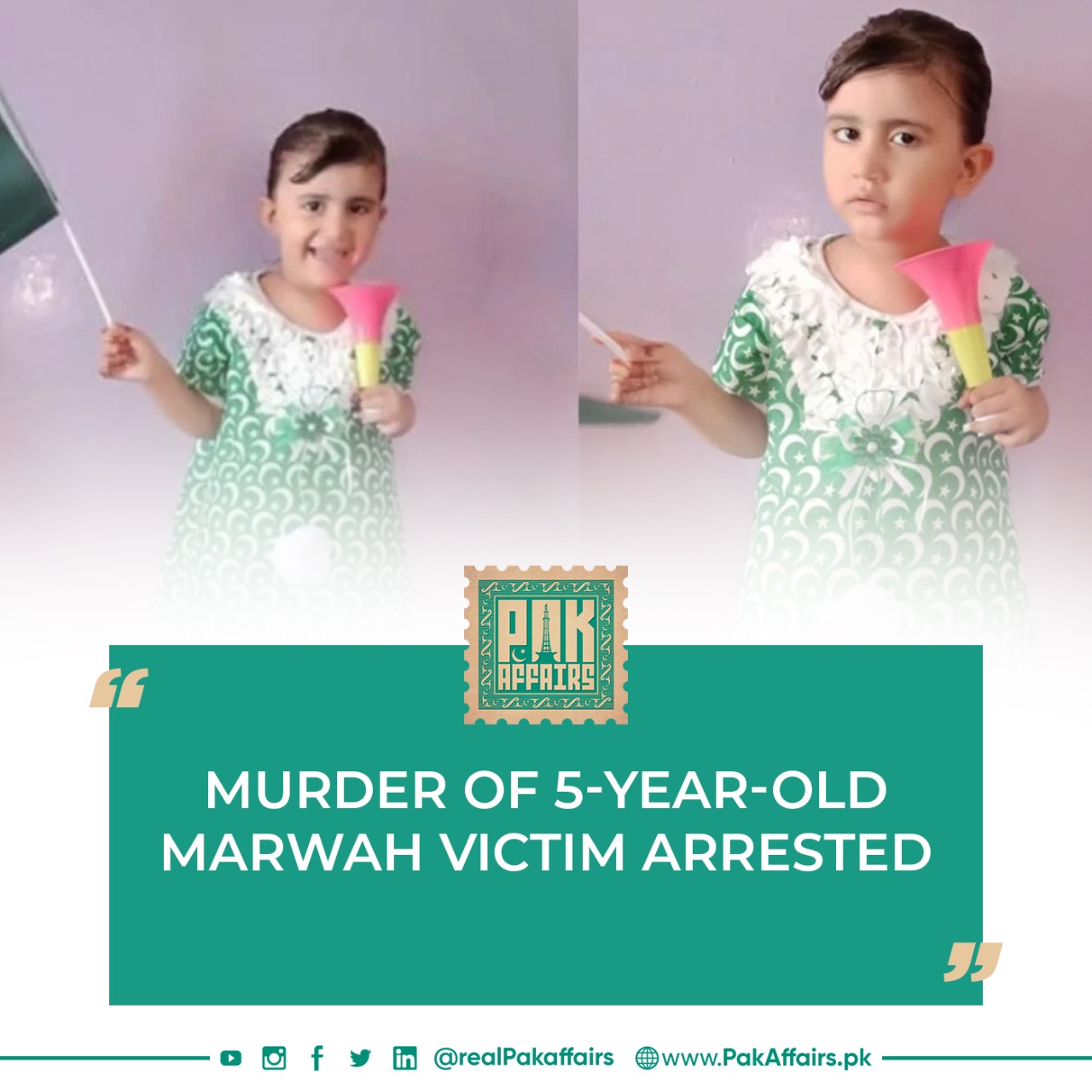 Karachi: Murder of 5-year-old Marwa victim arrested