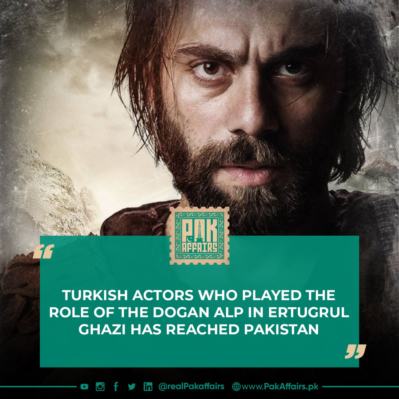 Turkish actors who played the role of the Dogan Alp in Ertugrul Ghazi has reached Pakistan.