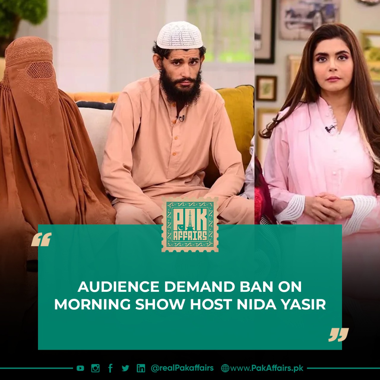 Audience demand ban on morning show host Nida Yasir.