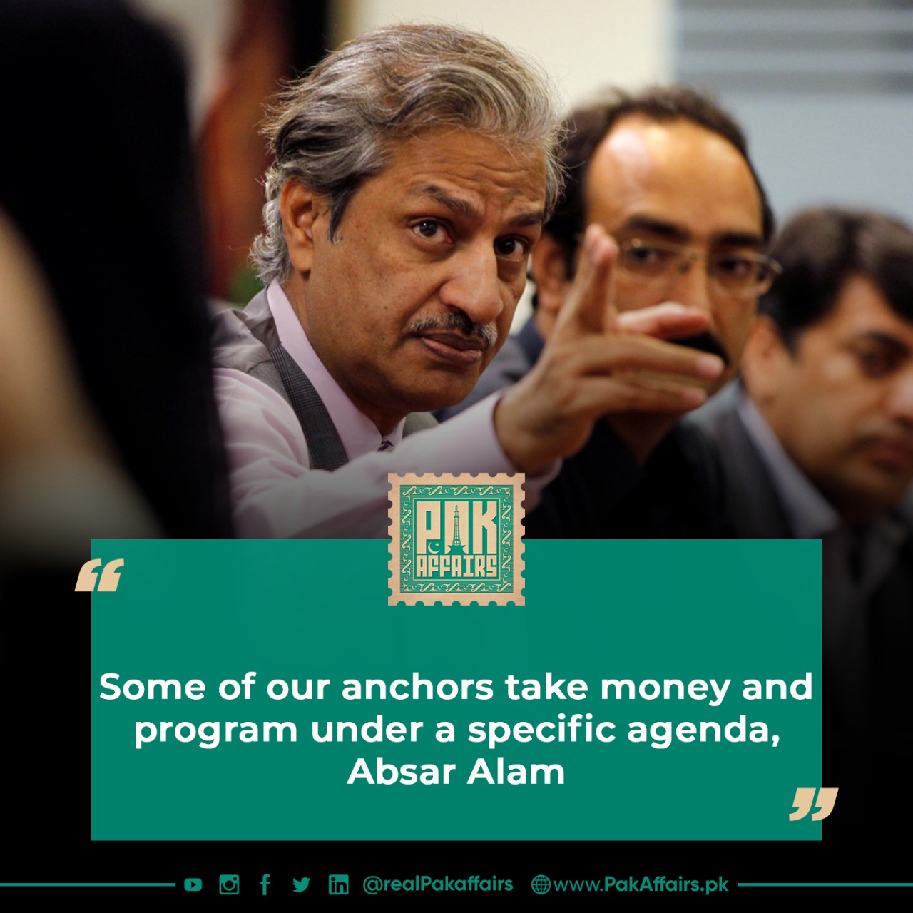 Some of our anchors take money and program under a specific agenda, Absar Alam