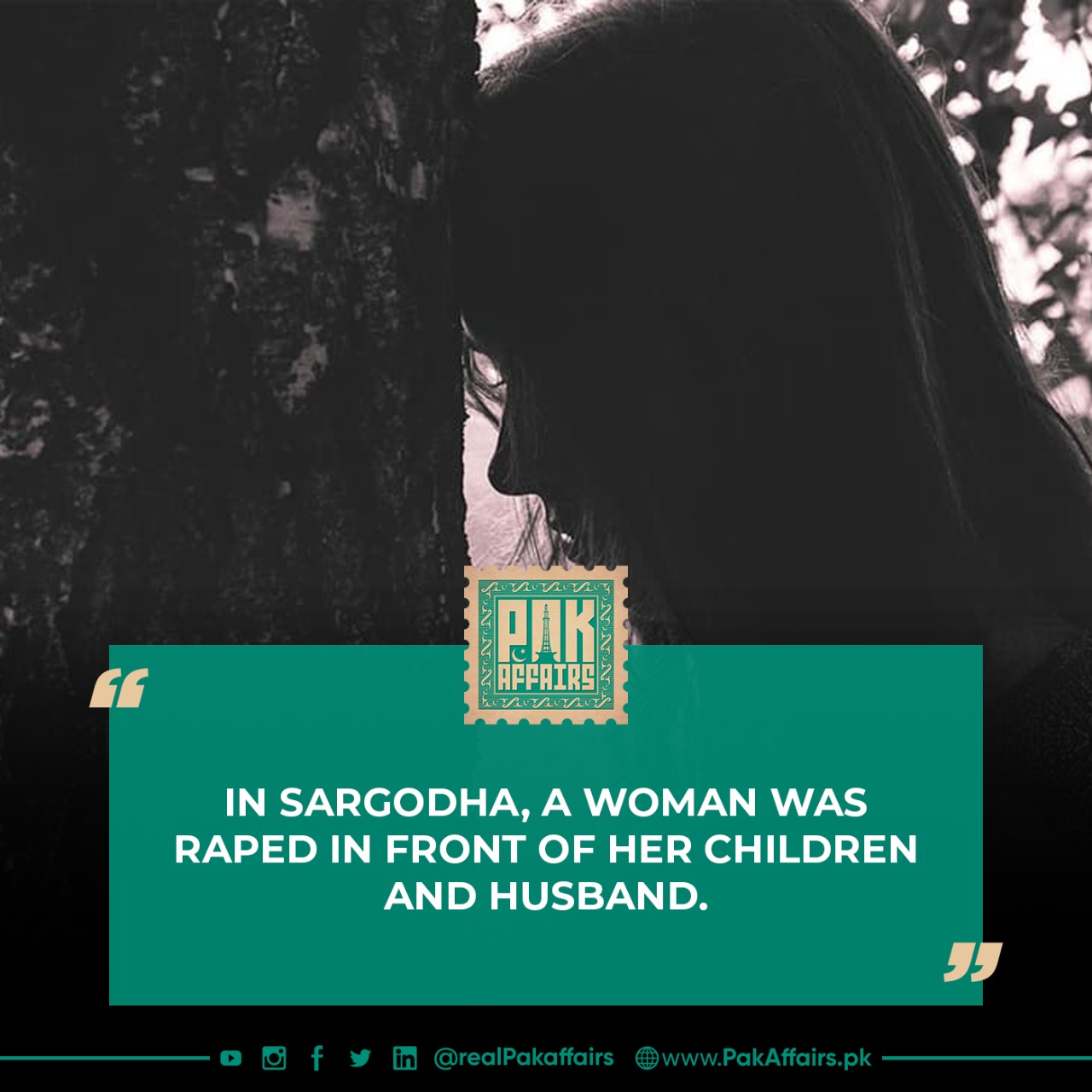In Sargodha, a woman was raped in front of her children and husband