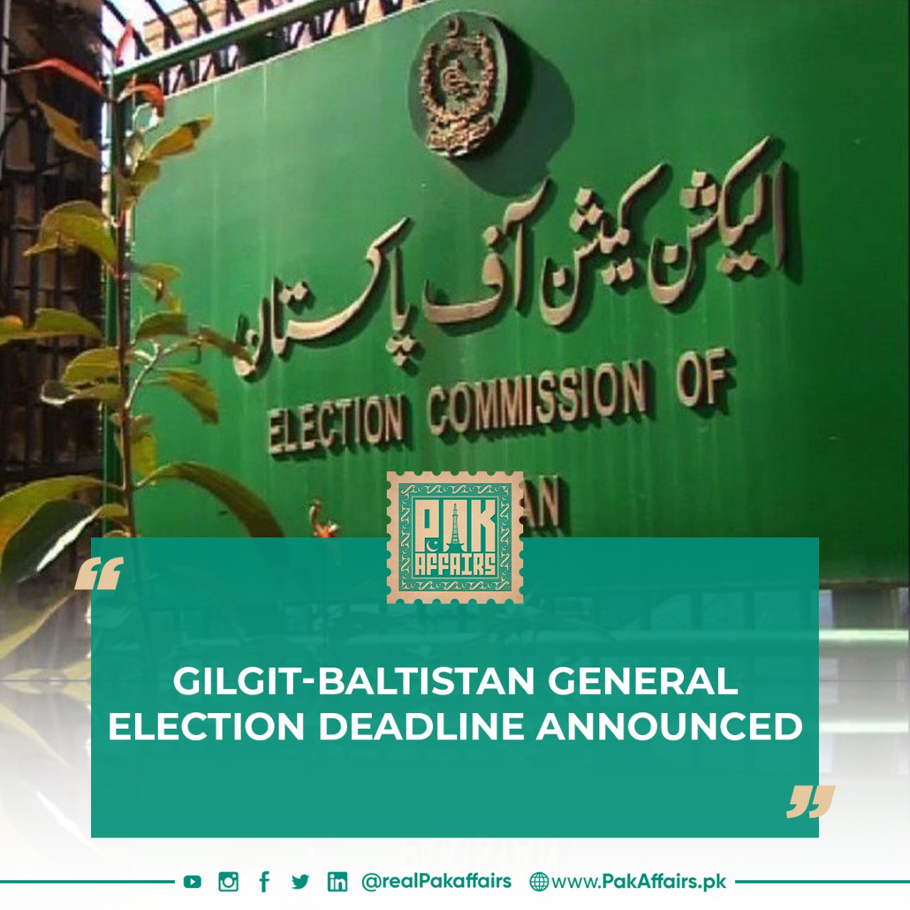 Gilgit-Baltistan general election deadline announced