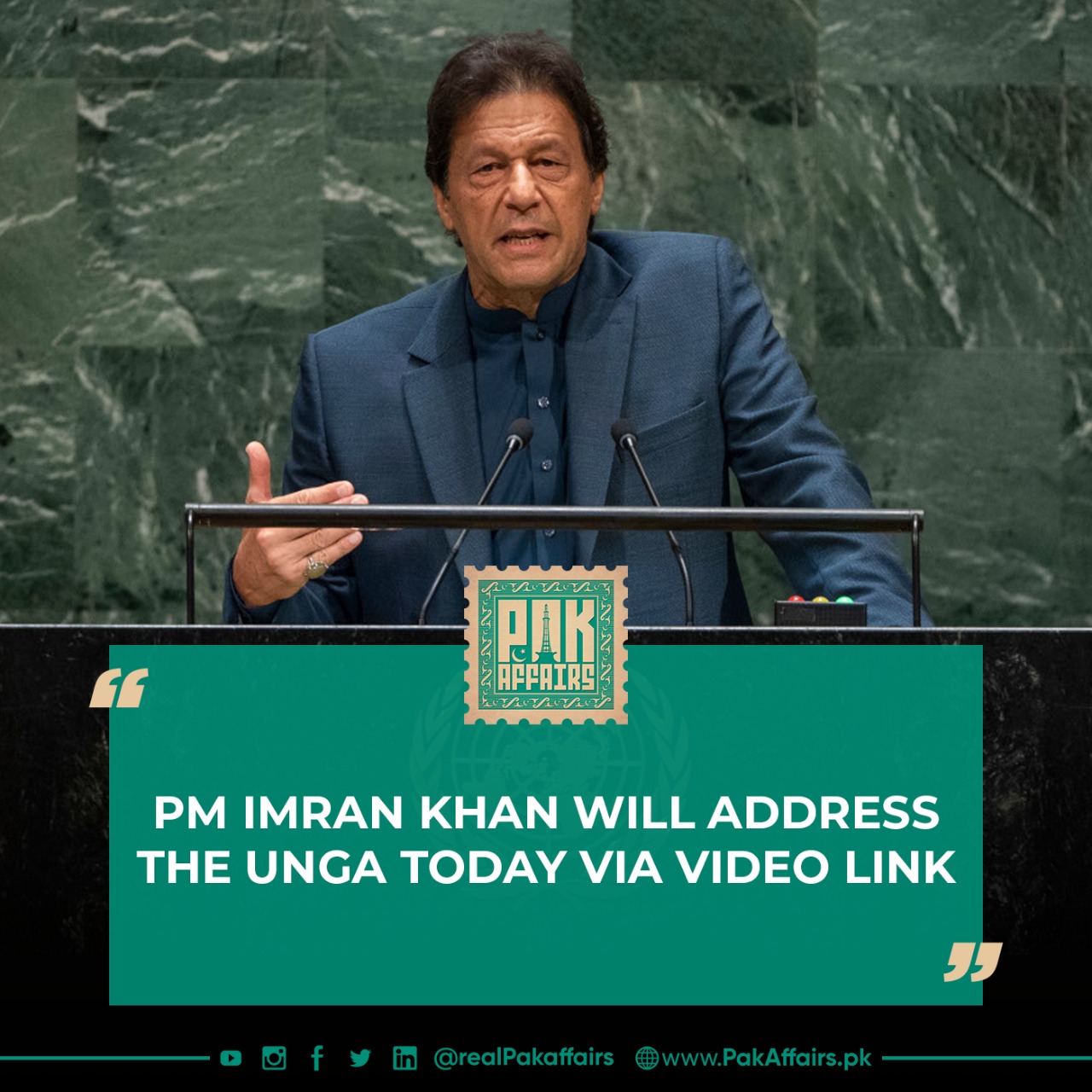 PM Imran Khan will address the UNGA today via video link