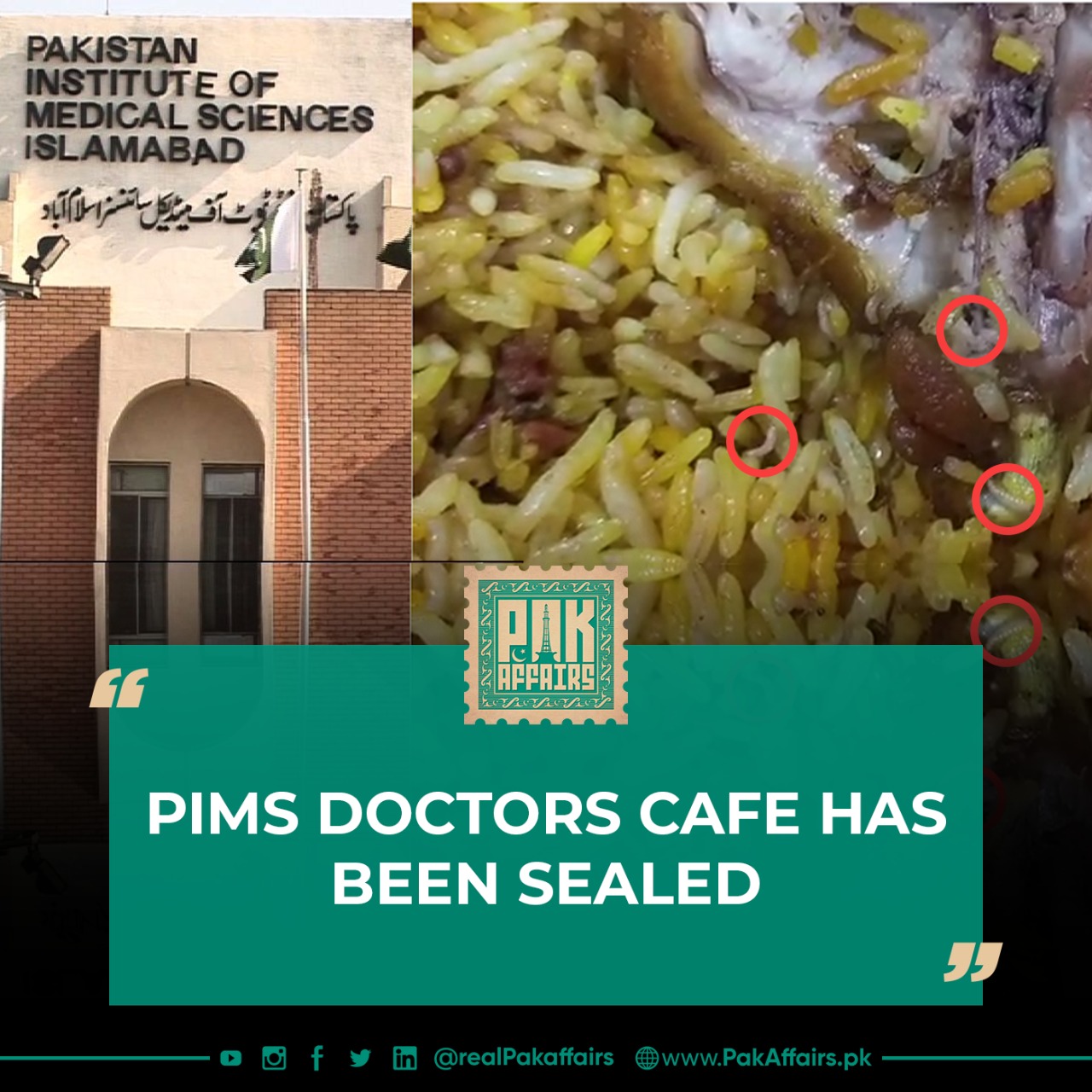 PIMS Doctors Cafe has been sealed