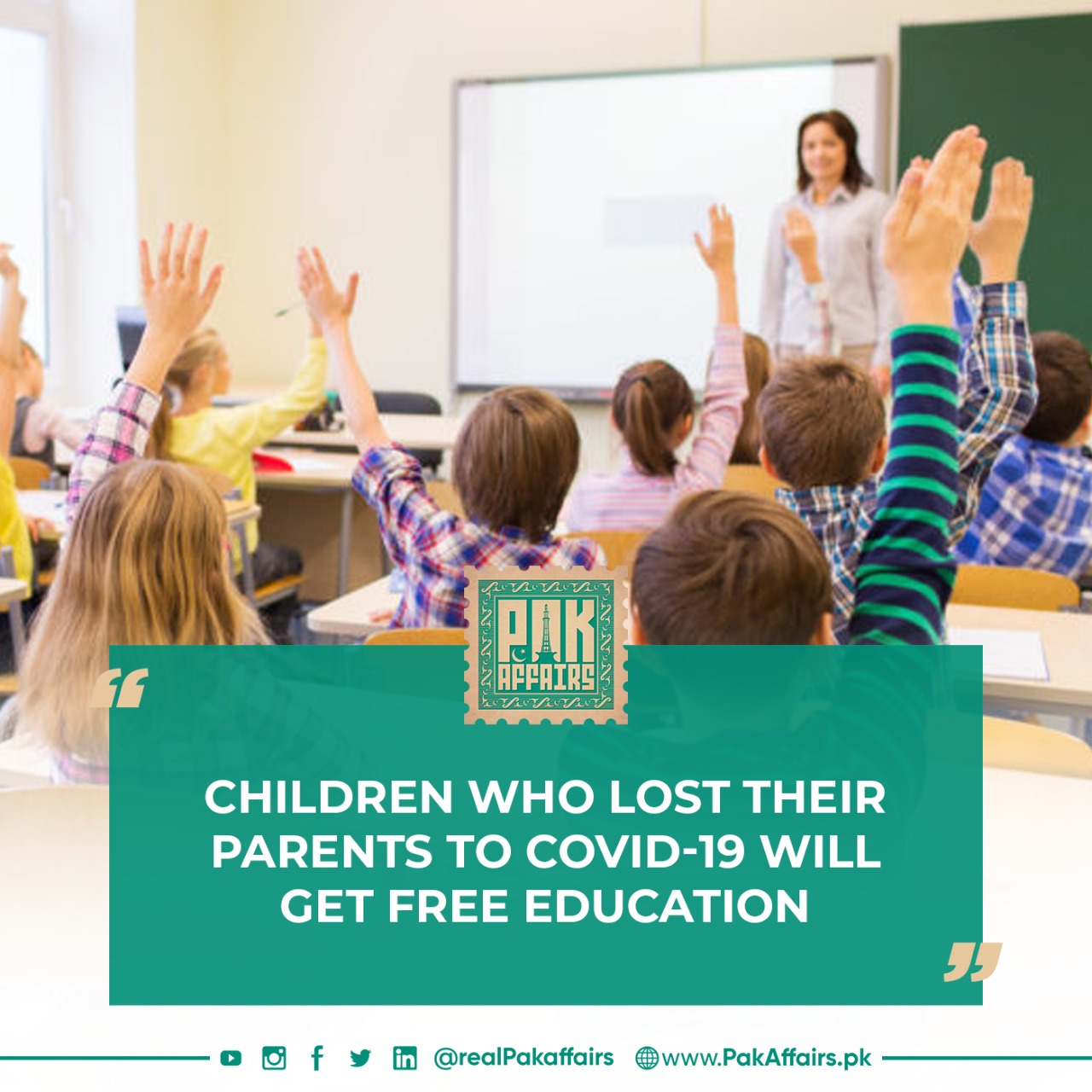 Children who lost their parents to Covid-19 will receive free education