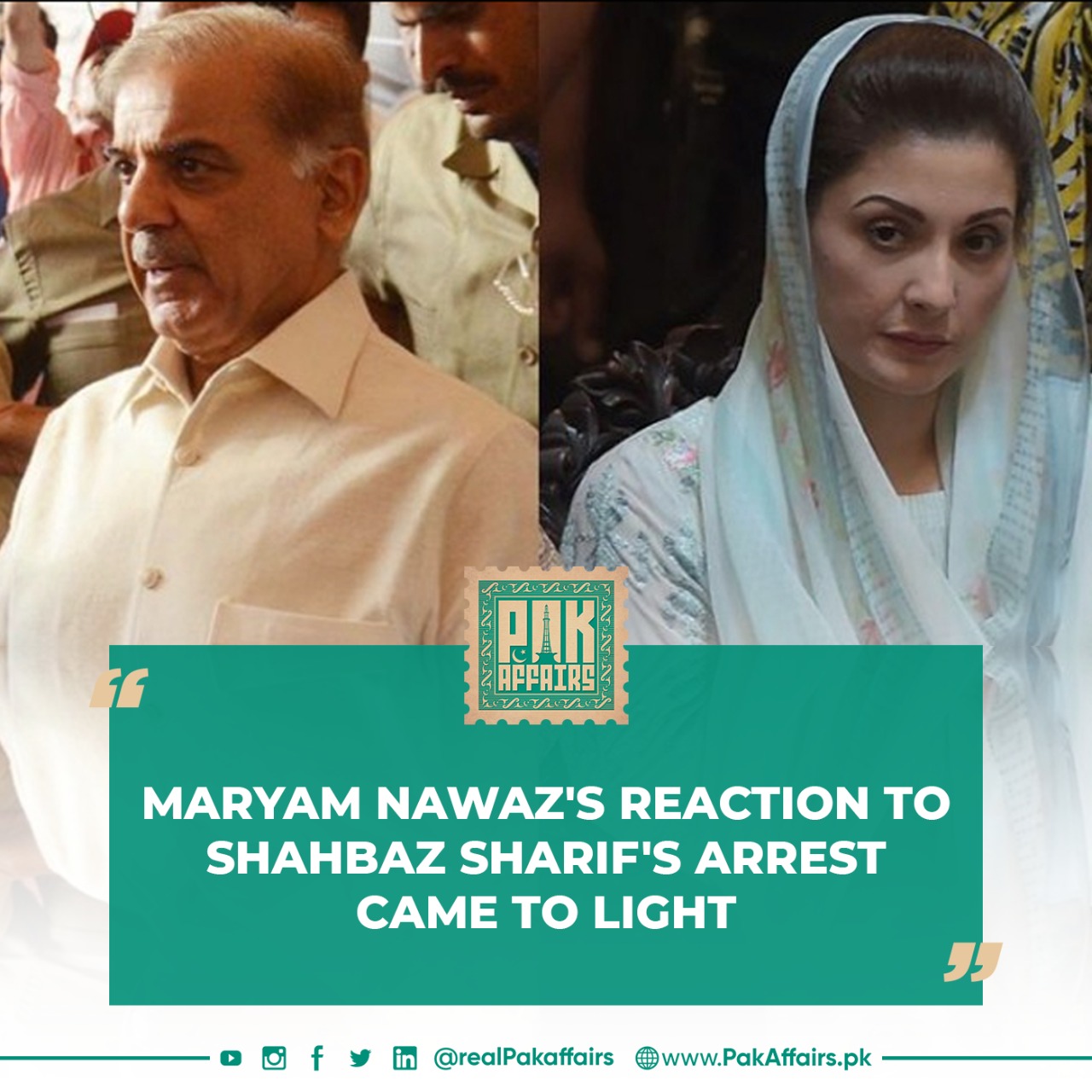 Maryam Nawaz's reaction to Shahbaz Sharif's arrest came to light