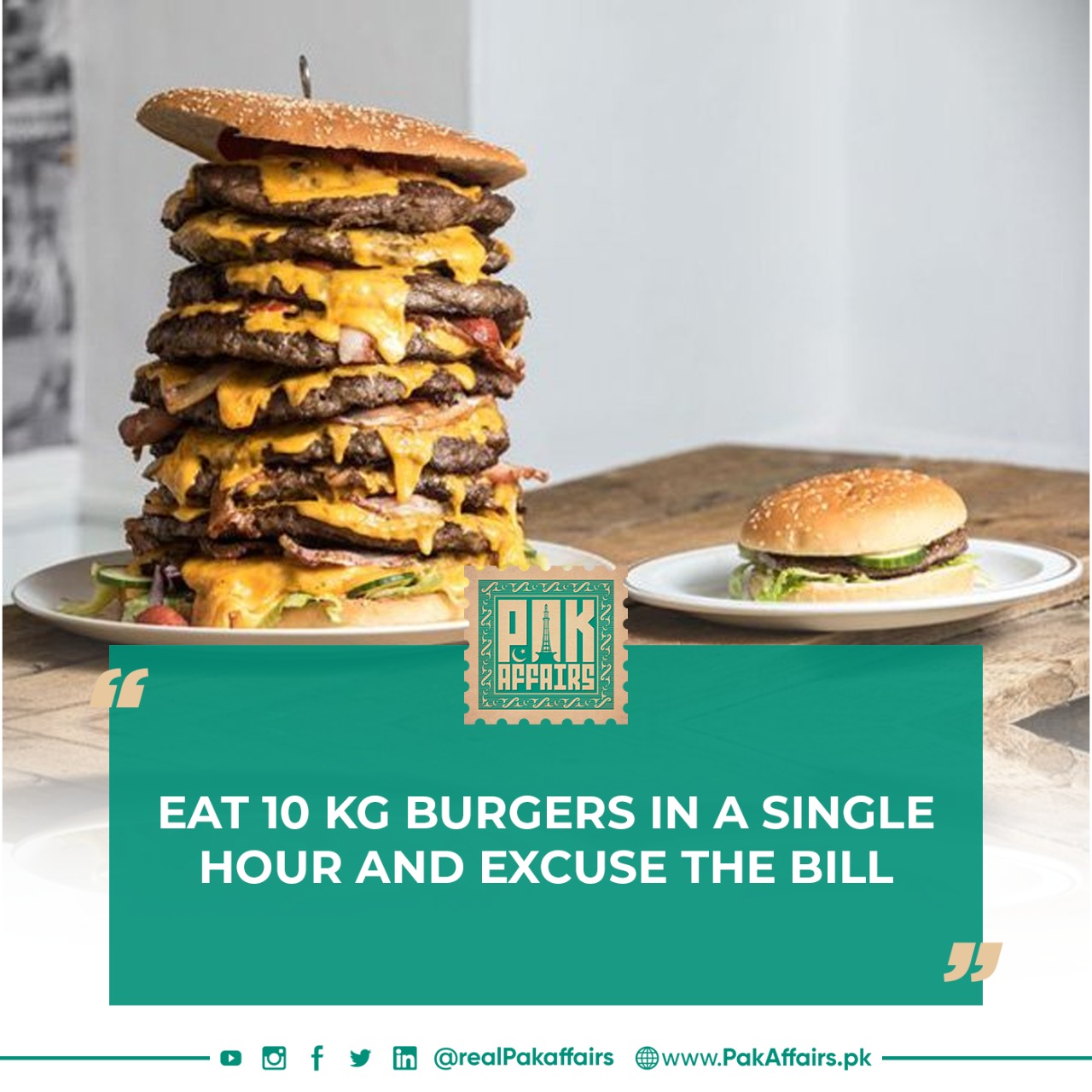 eat 10 kg burgers in one hour and forgive the bill