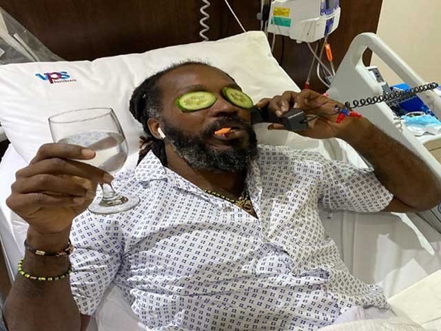 Gayle is being treated at a Dubai hospital for a stomach infection
