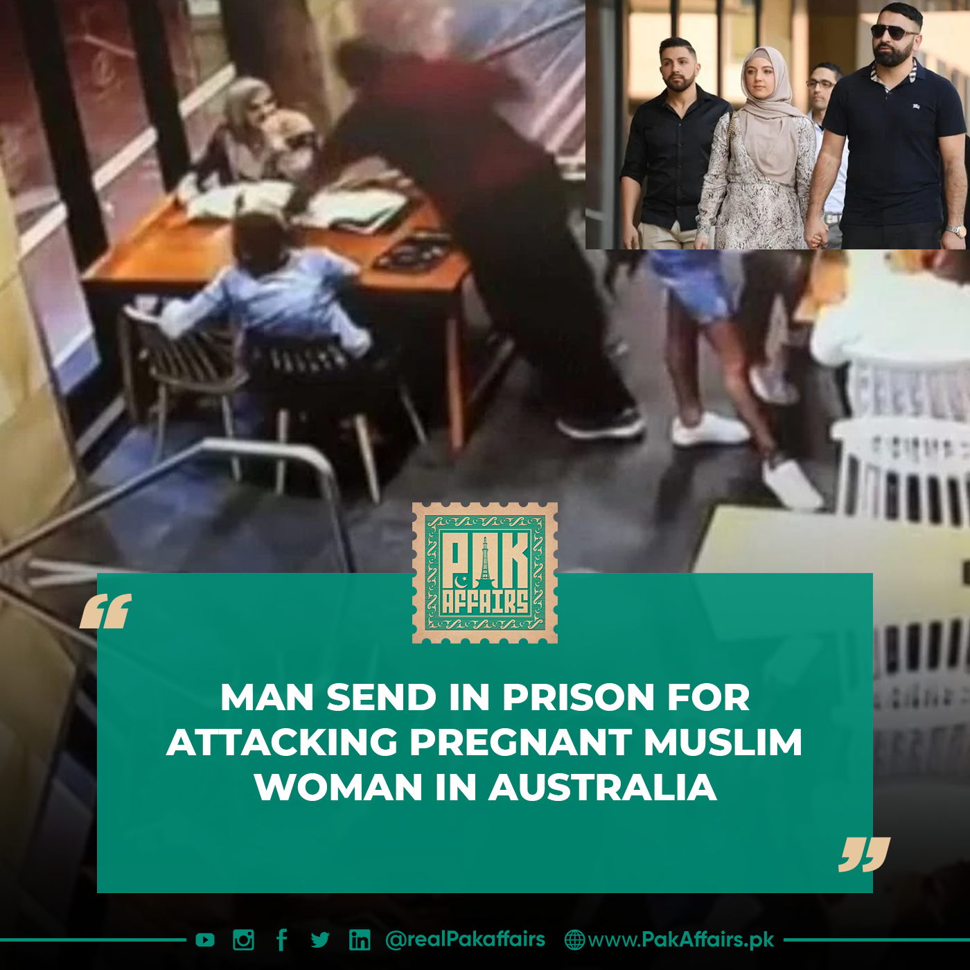 Man send in prison for attacking pregnant Muslim woman in Australia