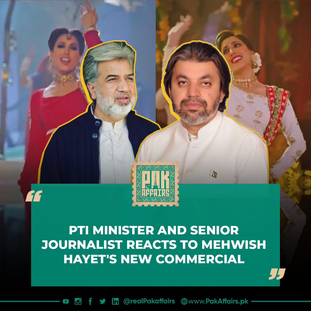 PTI minister and senior journalist reacts to Mehwish Hayet's new commercial