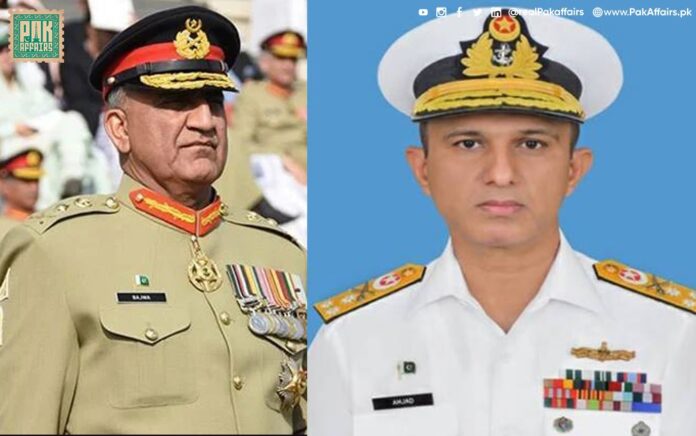 COAS Bajwa felicitates Admiral Niazi on assuming Pakistan Navy command: