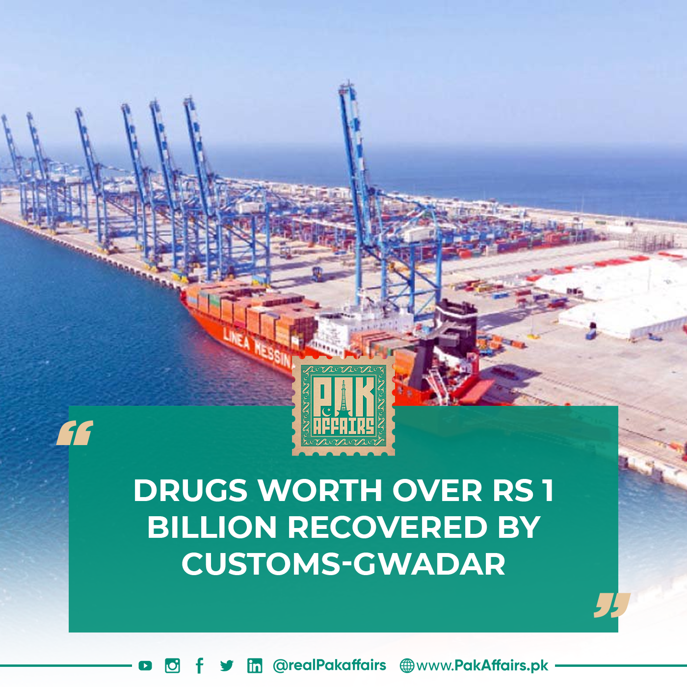 drugs worth over Rs 1 billion recovered by Customs Gwadar