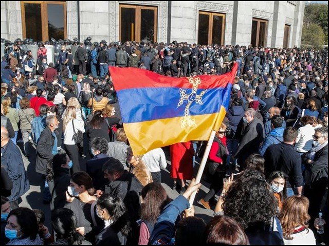 Public protests in Armenia against the ceasefire