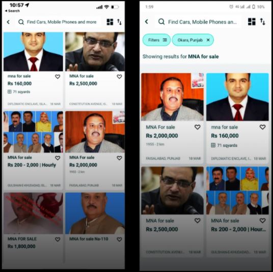 Internet users put disgruntled PTI MNAs on OLX who have joined the opposition Campaign