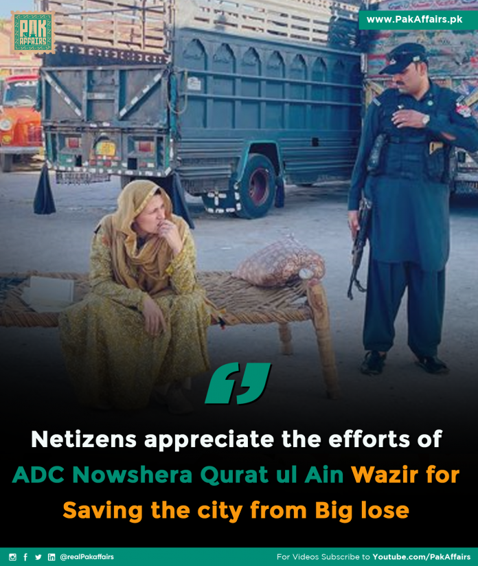 Netizens appreciate the efforts of ADC Nowshera Qurat ul Ain Wazir for Saving the city from Big lose