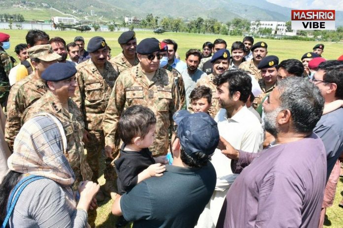 Army Cheif General Qamar Javed Bajwa visited flood-hit areas of Swat